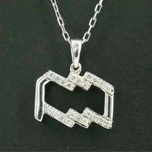 Diamond & Sterling Silver Aquarius Zodiac Sign Pendant